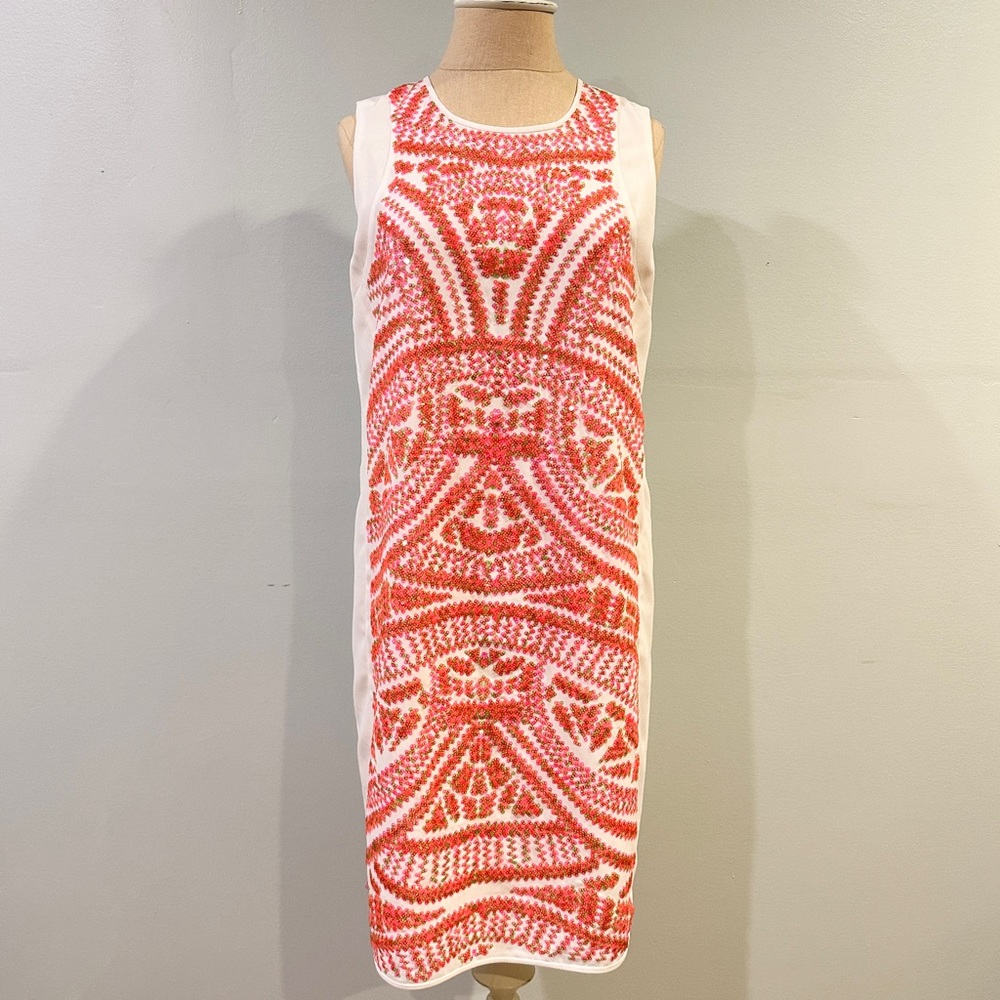 Shoshanna White Sleeveless Sequin Dress